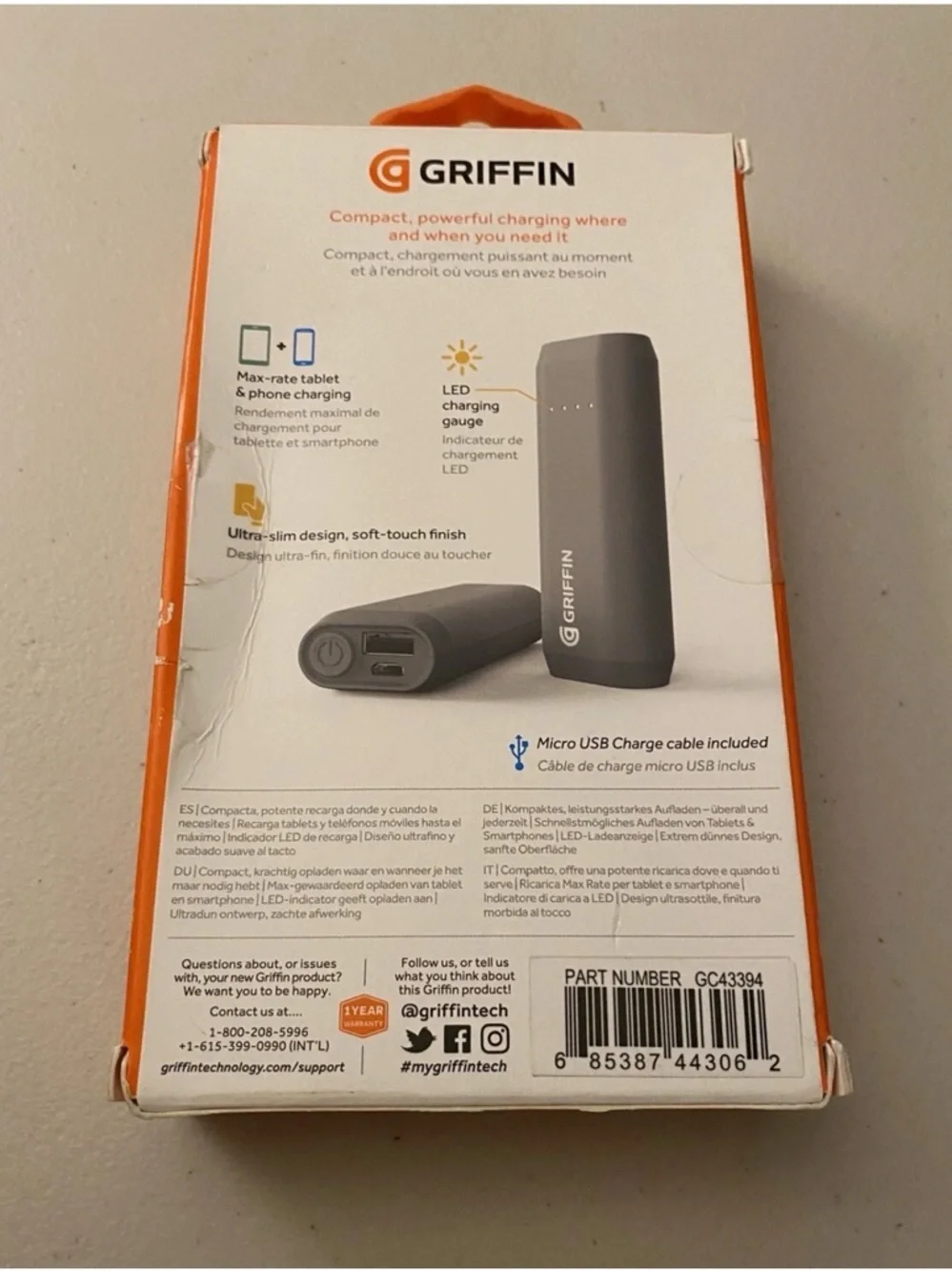 Griffin Reserve Power Bank 5,200mAh Ideal For Smartphones/iPhones And More